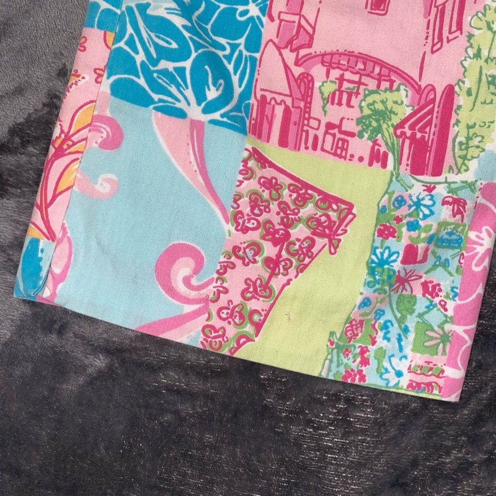 Lilly Pulitzer Multicolor Patchwork Capri Pants - Pink, Blue, Green - Picture 9 of 11